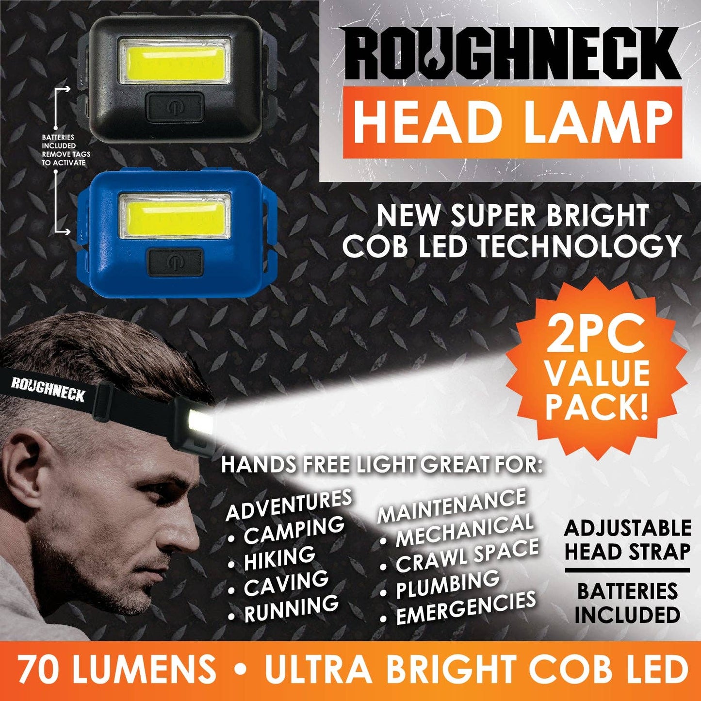 Roughneck LED Head Lamp Value 2 Pack - 6/Display: Wholesale Price