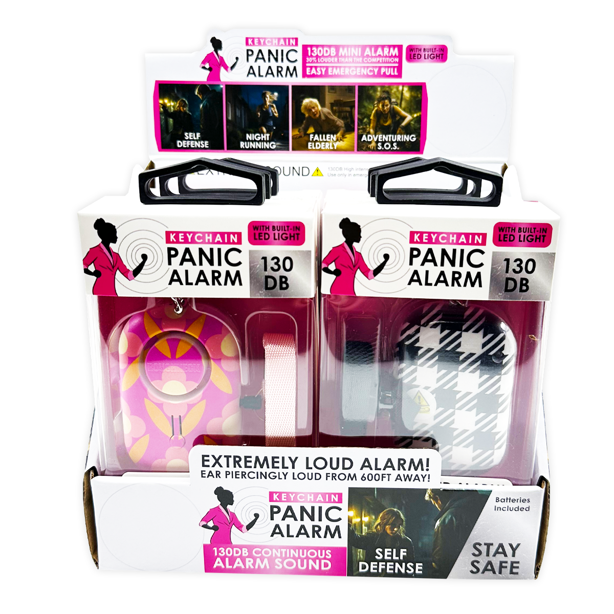 Roughneck Panic Alarm & Light Keychain Assortment- 6/Display: Wholesale Price