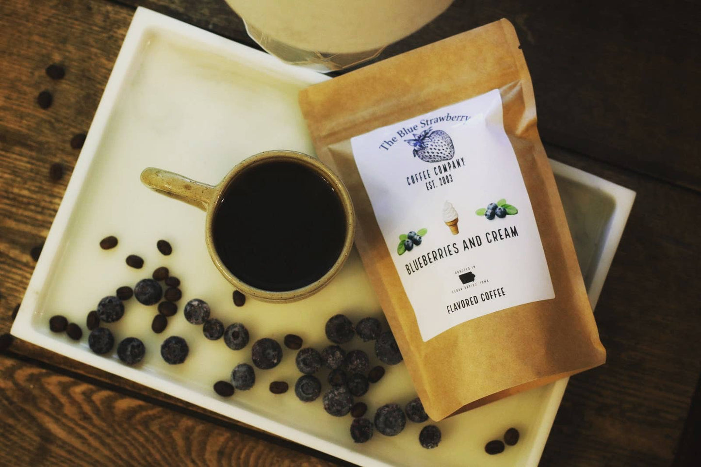 Blueberries and Cream (Flavored Coffee): 8 oz