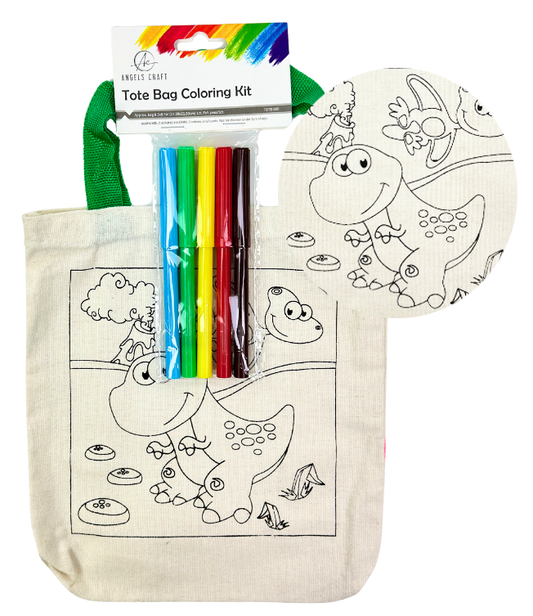 Color Your Own Tote! – 5 Fun Designs to Choose From: Dinosaur
