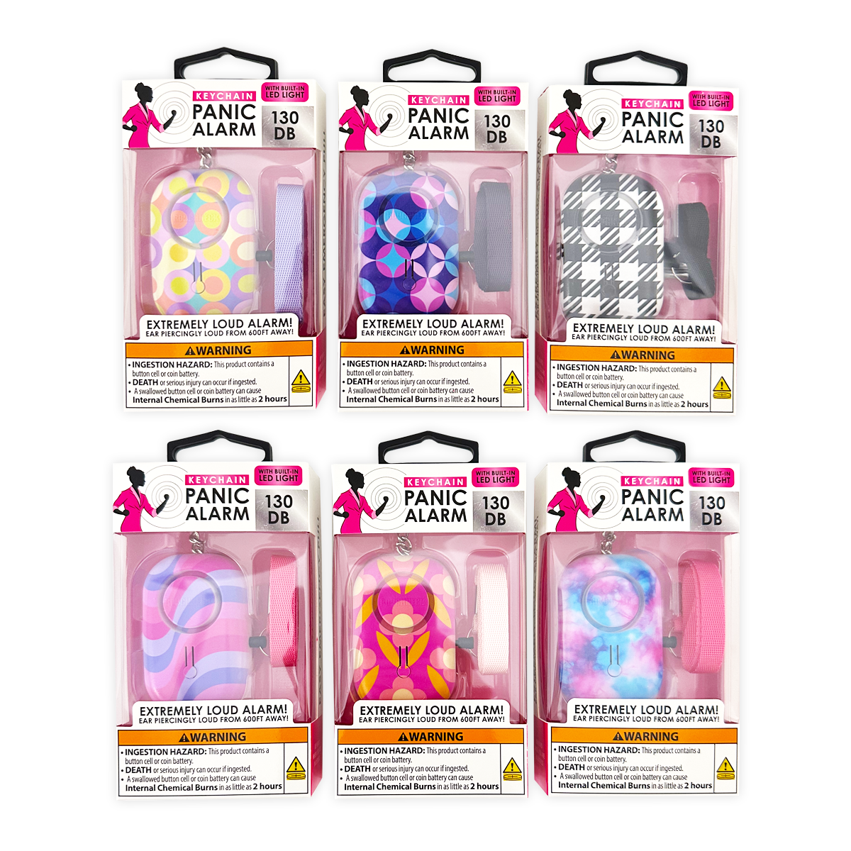 Roughneck Panic Alarm & Light Keychain Assortment- 6/Display: Wholesale Price