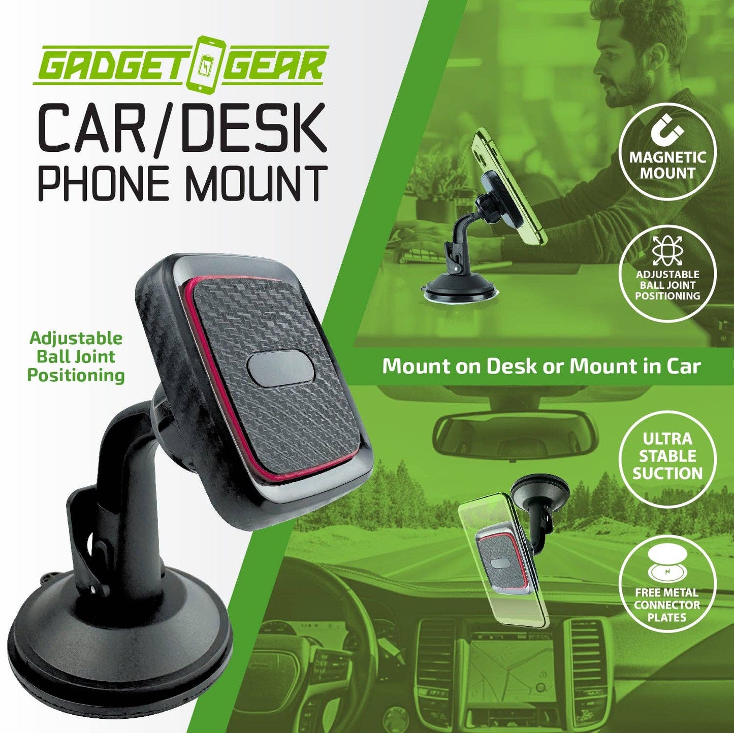 Gadget Gear Car/Desk Magnetic Phone Mount - 6/Display: Wholesale Price