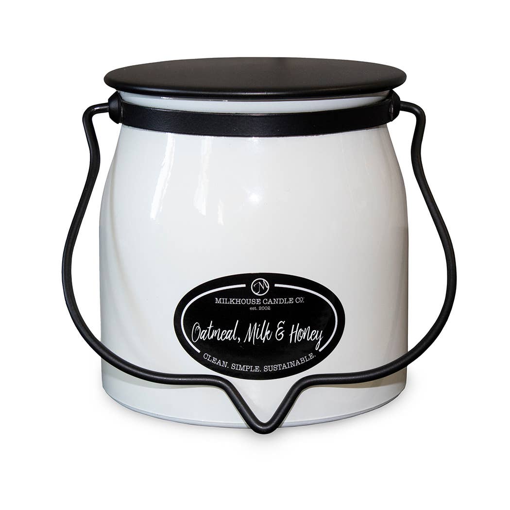 16 oz Butter Jar Candle: Oatmeal, Milk & Honey